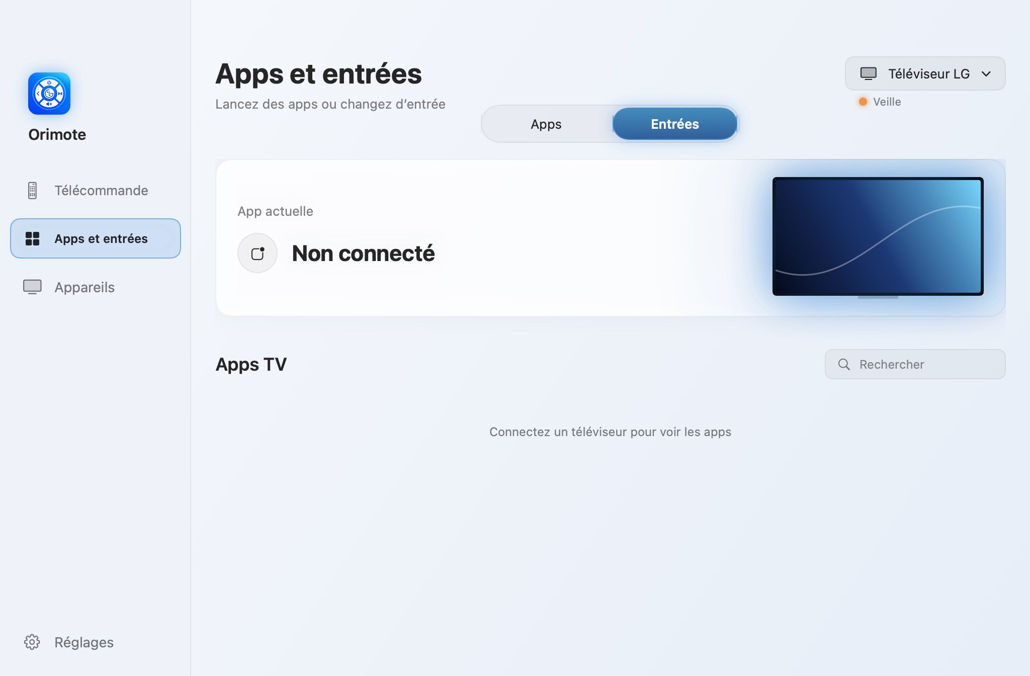 Apps et entrées